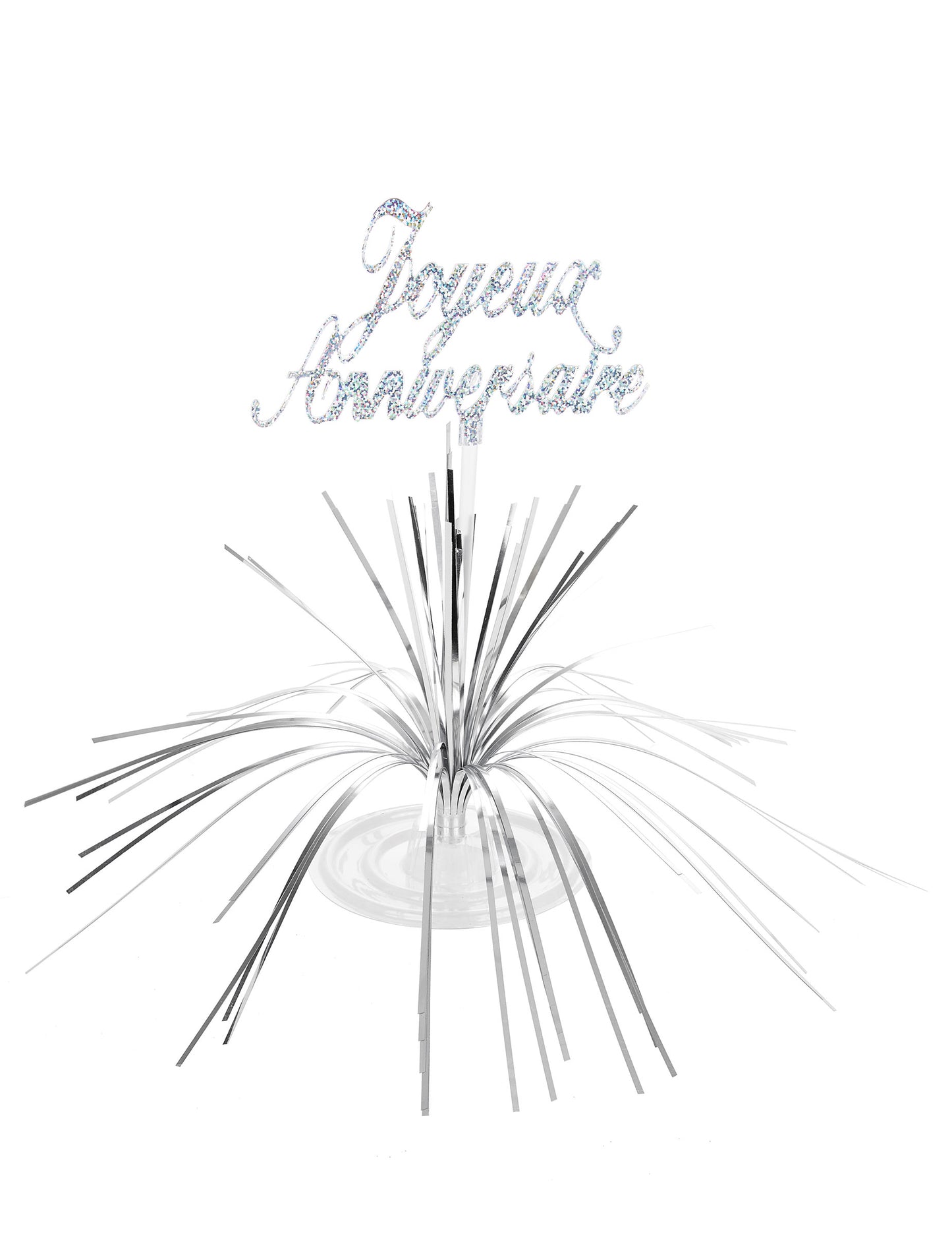 Centre de table Joyeux Anniversaire pour fête argenté scintillant