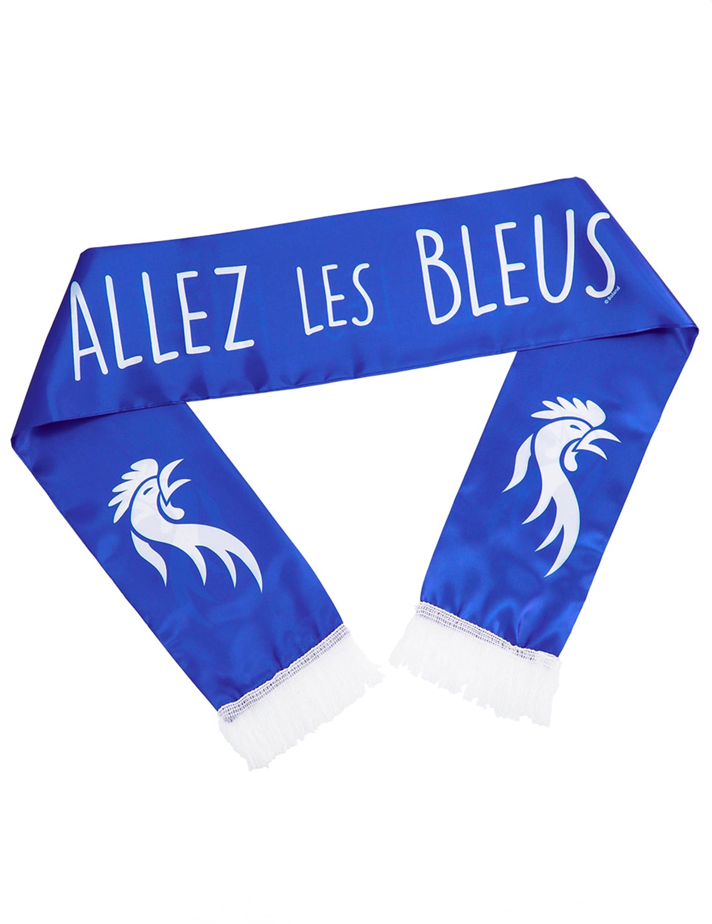 Vue à plat de l'écharpe de supporter Allez les bleus