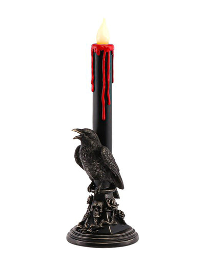 Halloween LED-KerzenstÃ¤nder Rabe und TotenschÃ¤del 45,5 cm