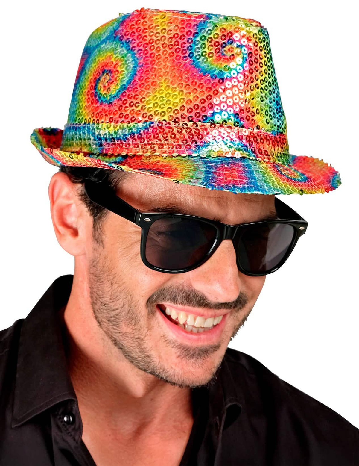 Chapeau borsalino à sequins tie and dye pour adulte multicolore