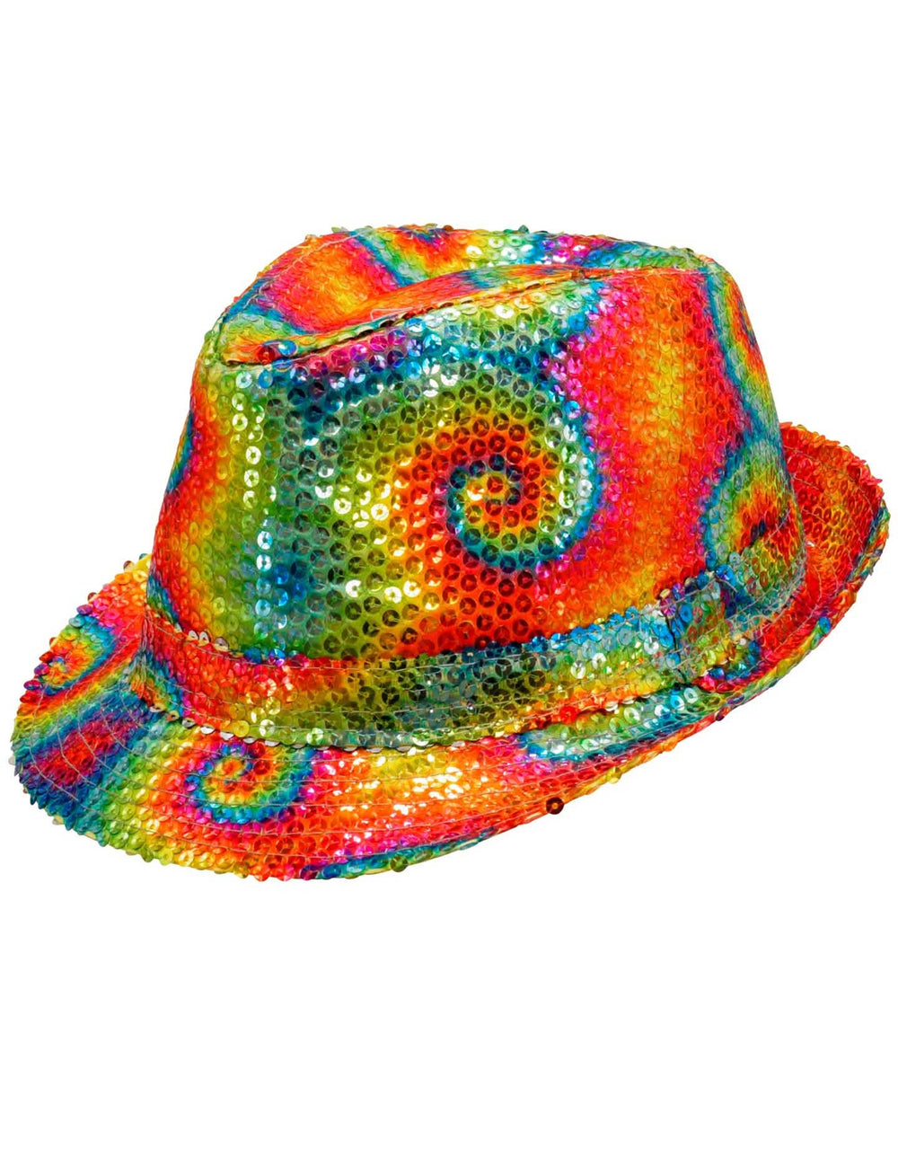 Vue de profil du chapeau borsalino à sequins tie and dye