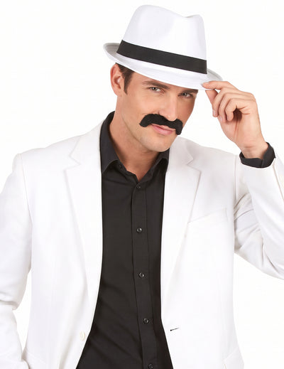 Weißer Borsalino-Hut mit schwarzem Band