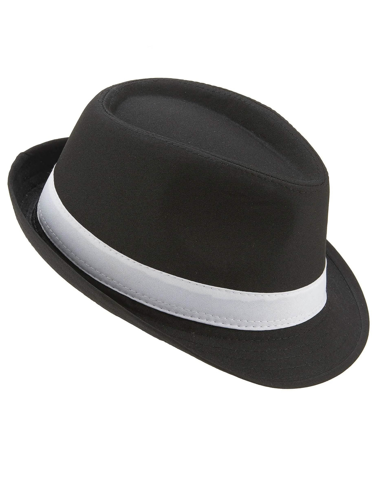 Borsalino-Hut für Erwachsene in Schwarz mit weißen Streifen