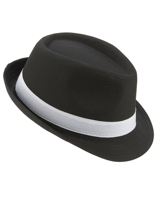 Borsalino-Hut für Erwachsene in Schwarz mit weißen Streifen
