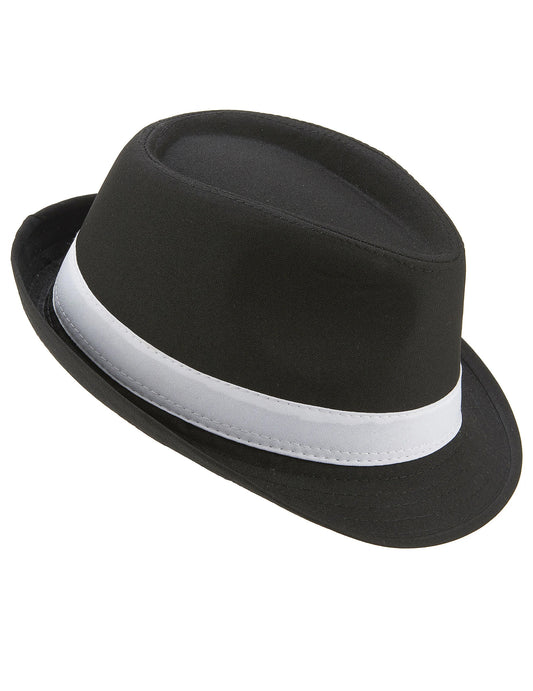 Borsalino-Hut für Erwachsene in Schwarz mit weißen Streifen