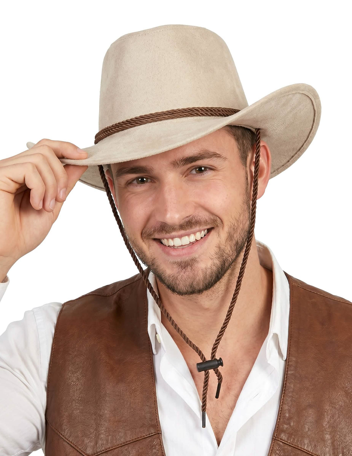 Beiger Cowboy-Hut aus Wildlederimitat