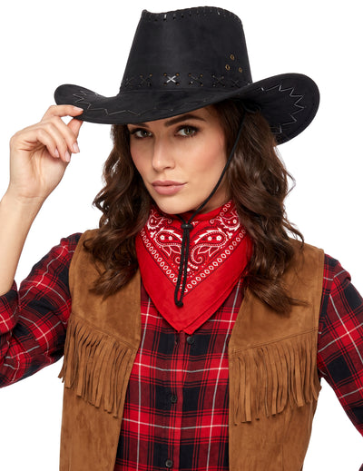 Schwarzer Cowboy Hut für Erwachsene