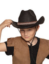 Chapeau cowboy pour enfant noir avec galon marron et blanc