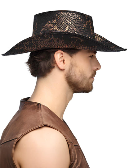 Vue de profil du chapeau cowboy peau de cobra