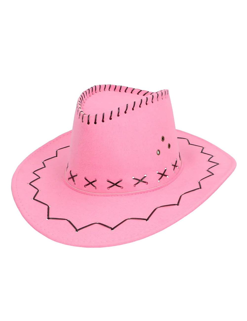 Vue de trois-quarts du chapeau cowboy pour adulte rose