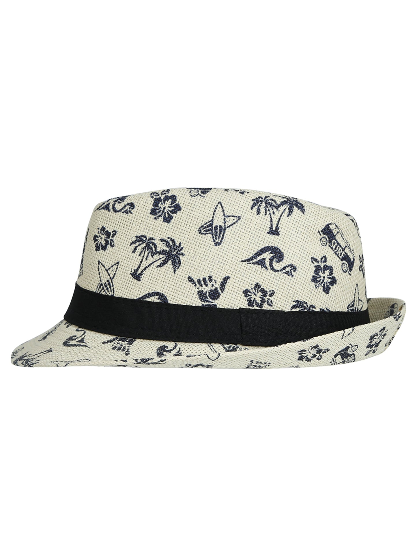 Vue de côté du chapeau d'été motif surf