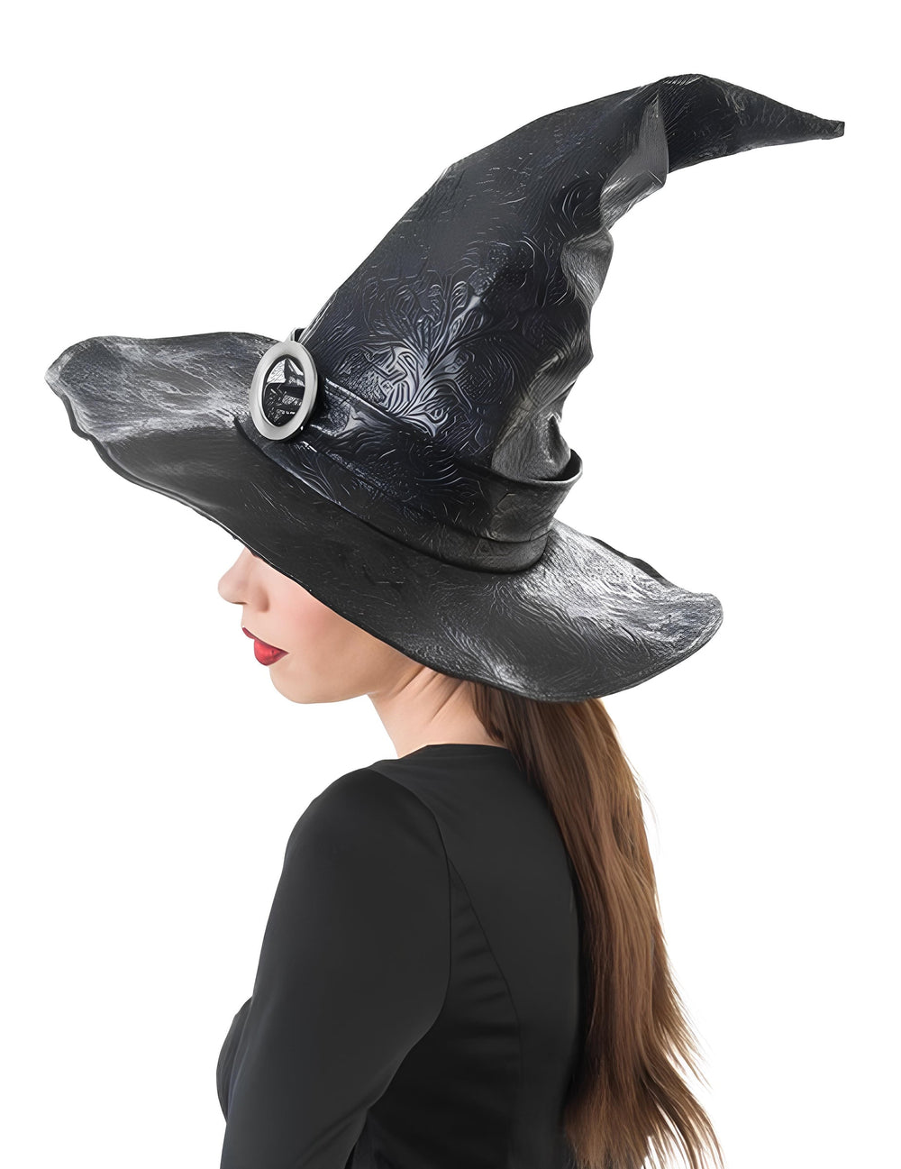 Vue de profil du chapeau de sorcière pour femme