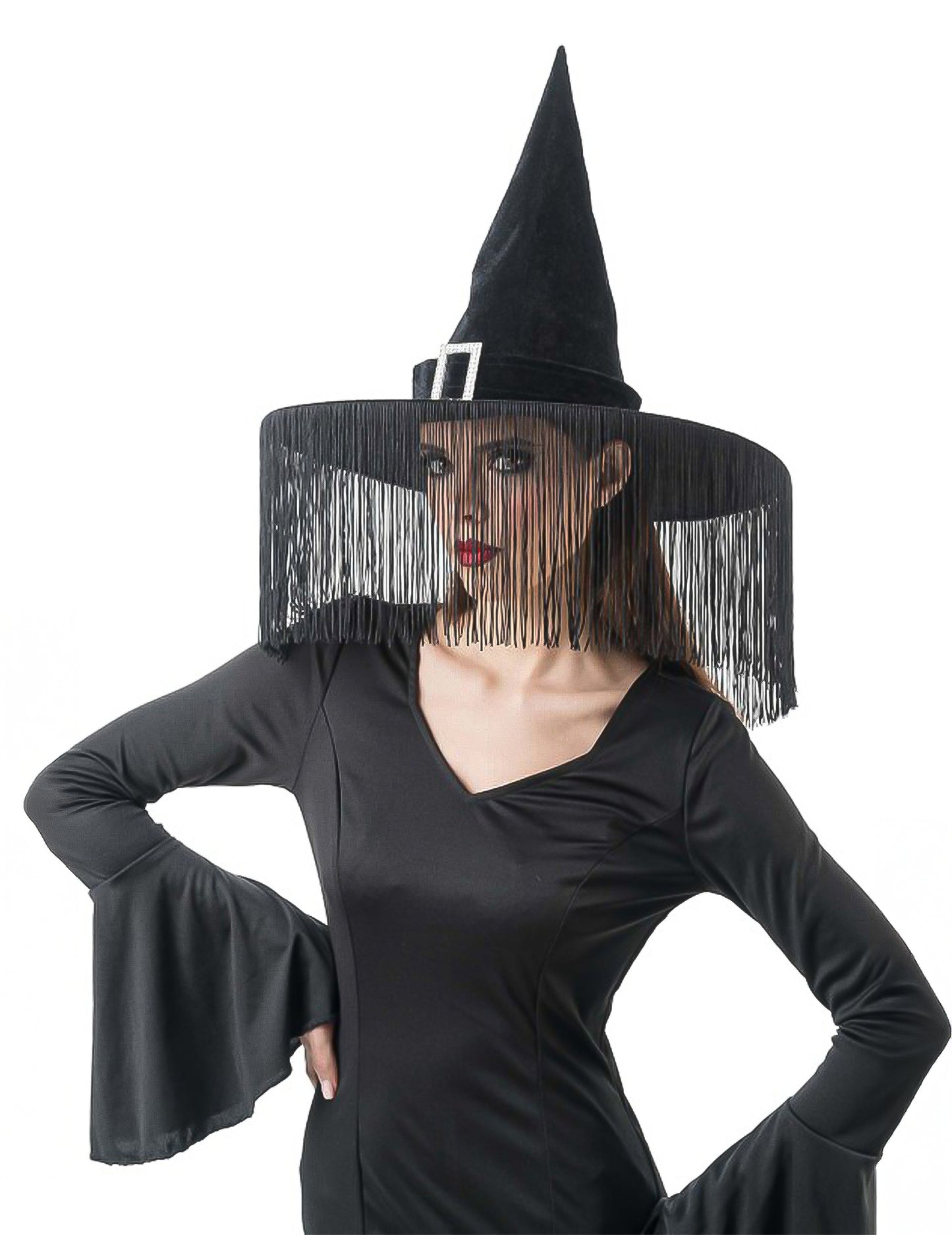 Hexen-Hut mit Fransen schwarz fÃ¼r Damen und Herren