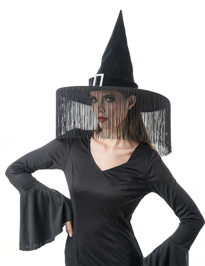 Hexen-Hut mit Fransen schwarz fÃ¼r Damen und Herren