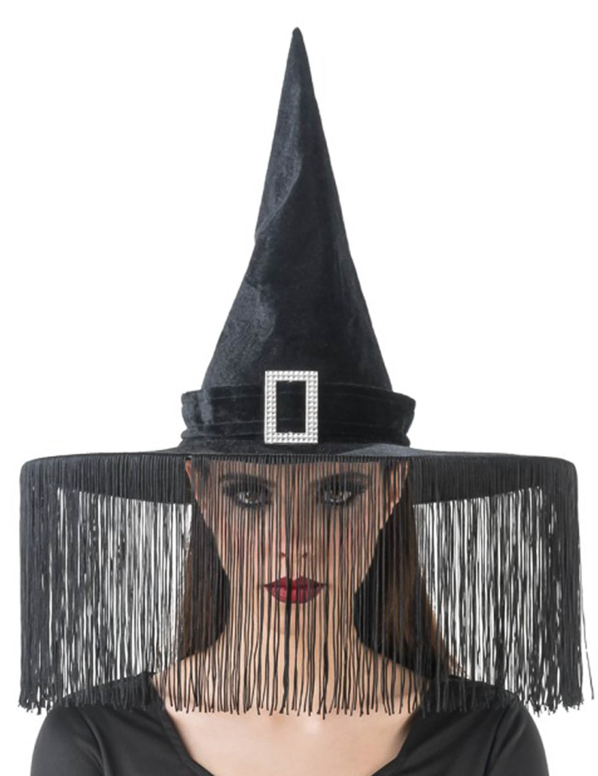 Hexen-Hut mit Fransen schwarz fÃ¼r Damen und Herren
