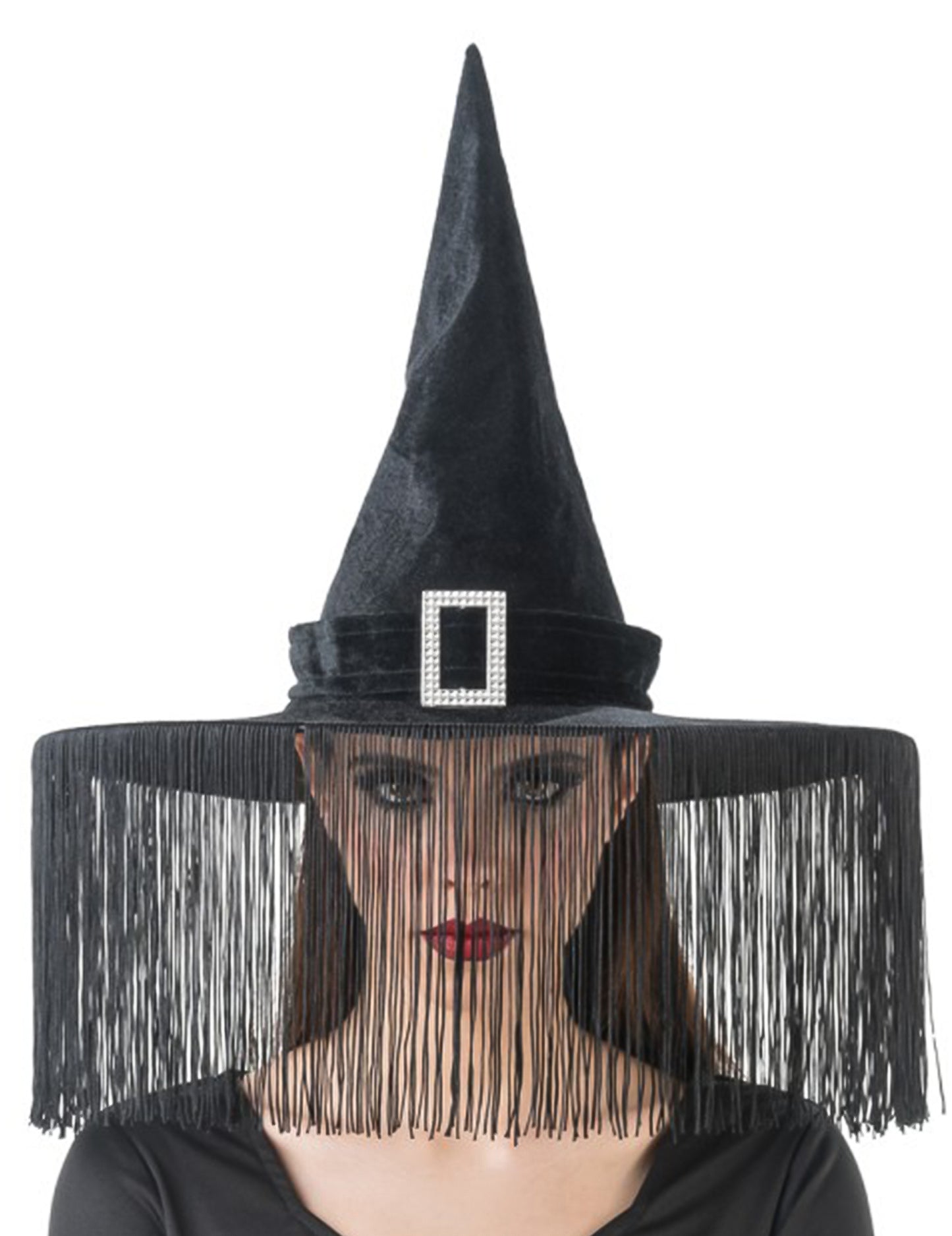 Hexen-Hut mit Fransen schwarz fÃ¼r Damen und Herren