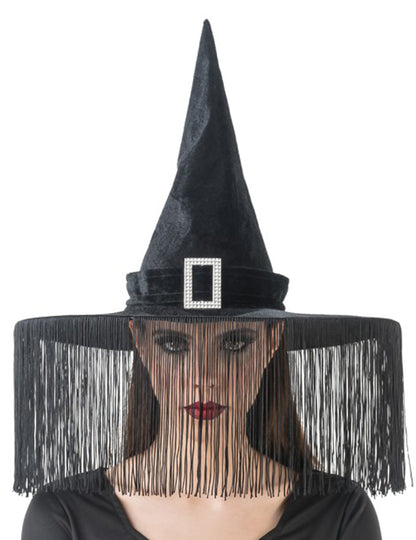 Hexen-Hut mit Fransen schwarz fÃ¼r Damen und Herren