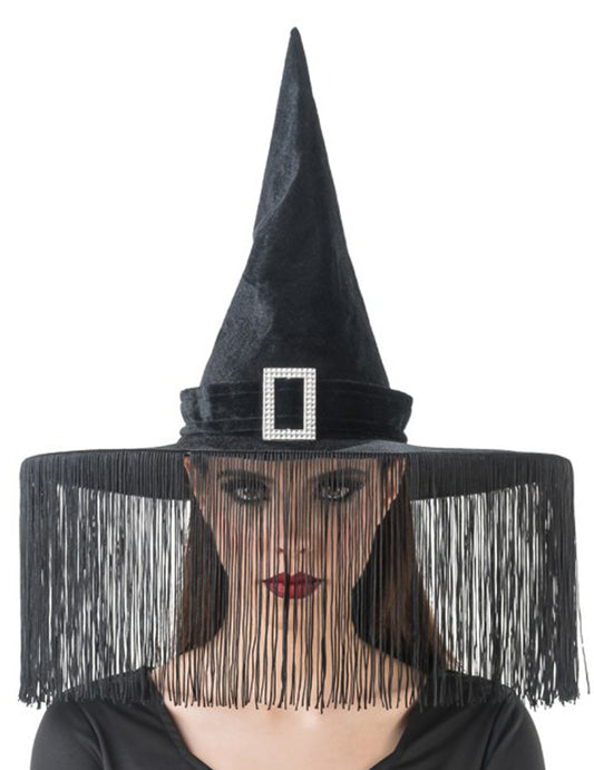 Hexen-Hut mit Fransen schwarz fÃ¼r Damen und Herren