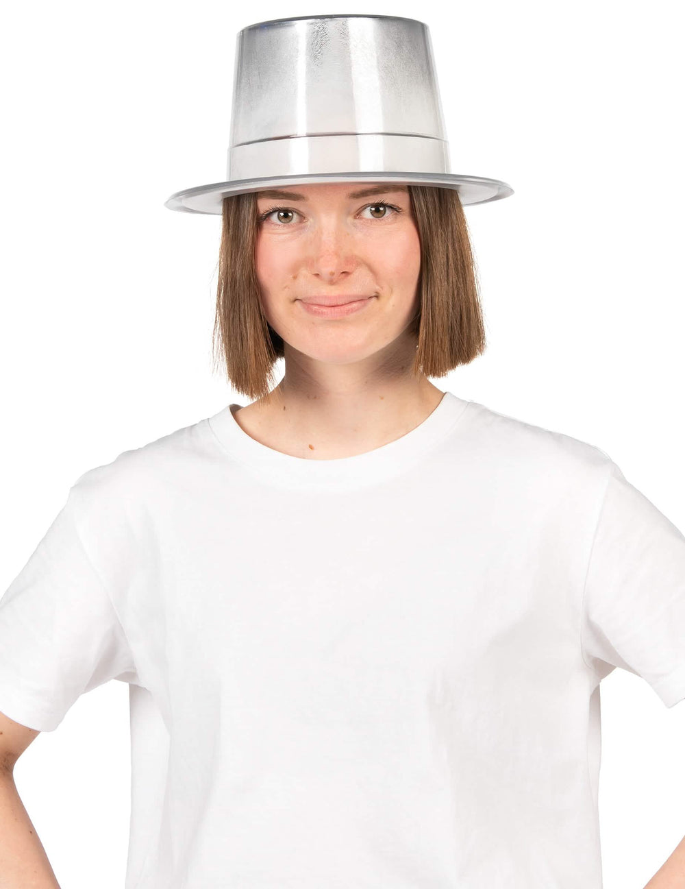 Vue de face du chapeau haut de forme brillant