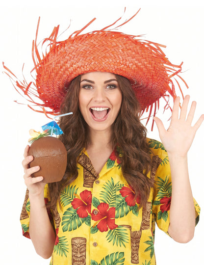 Chapeau Hawaï orange adulte