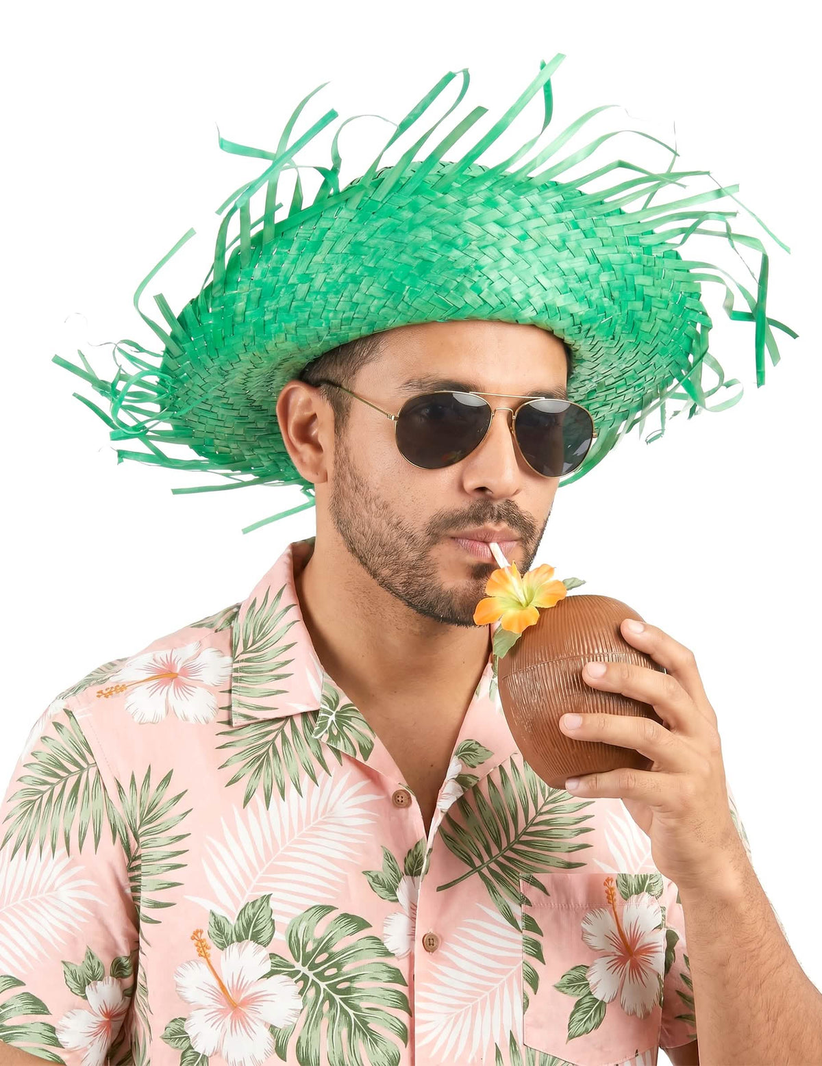 Grüner Hawaii-Hut für Erwachsene