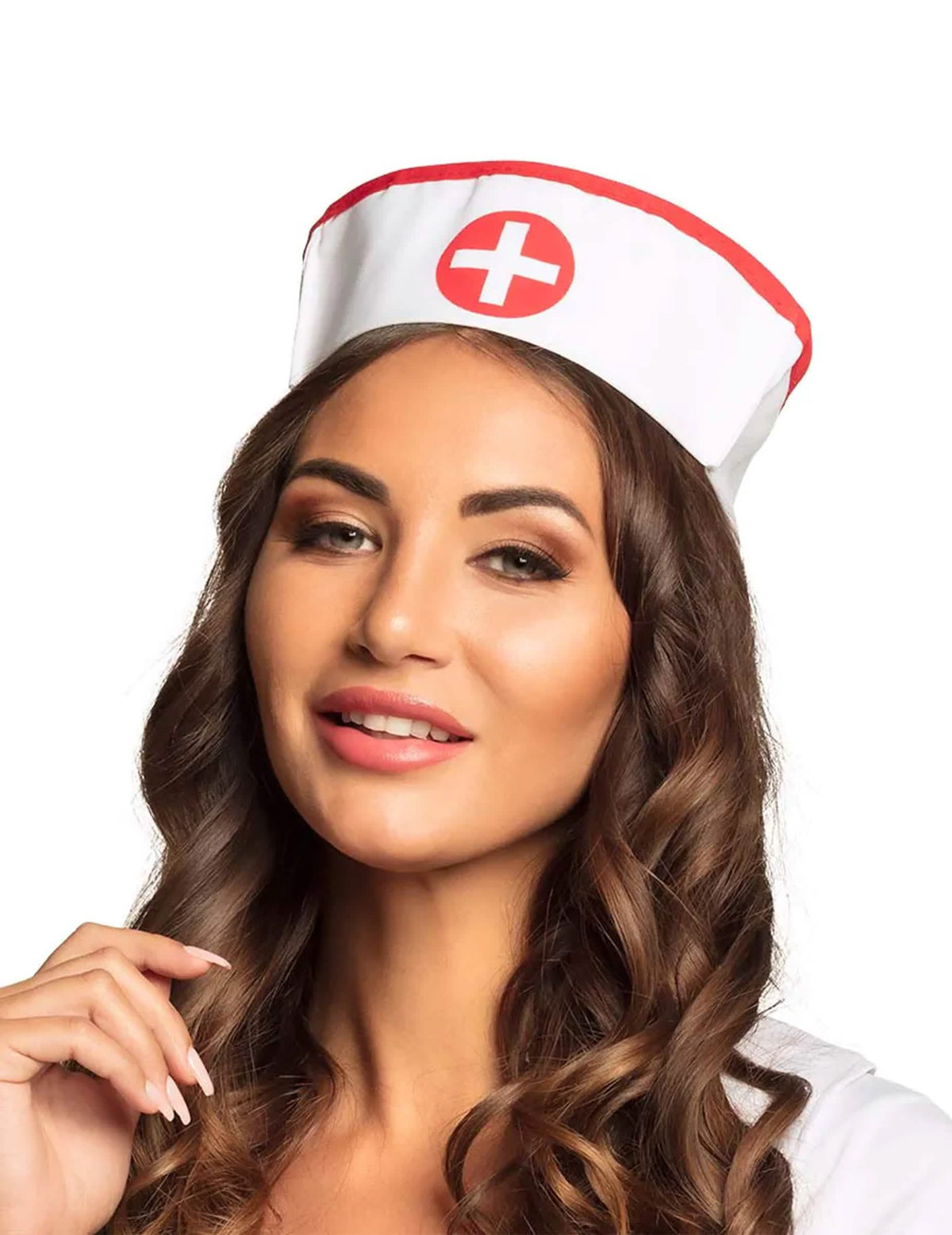 Krankenschwesternhut für Damen Weiß und Rot mit Kreuz