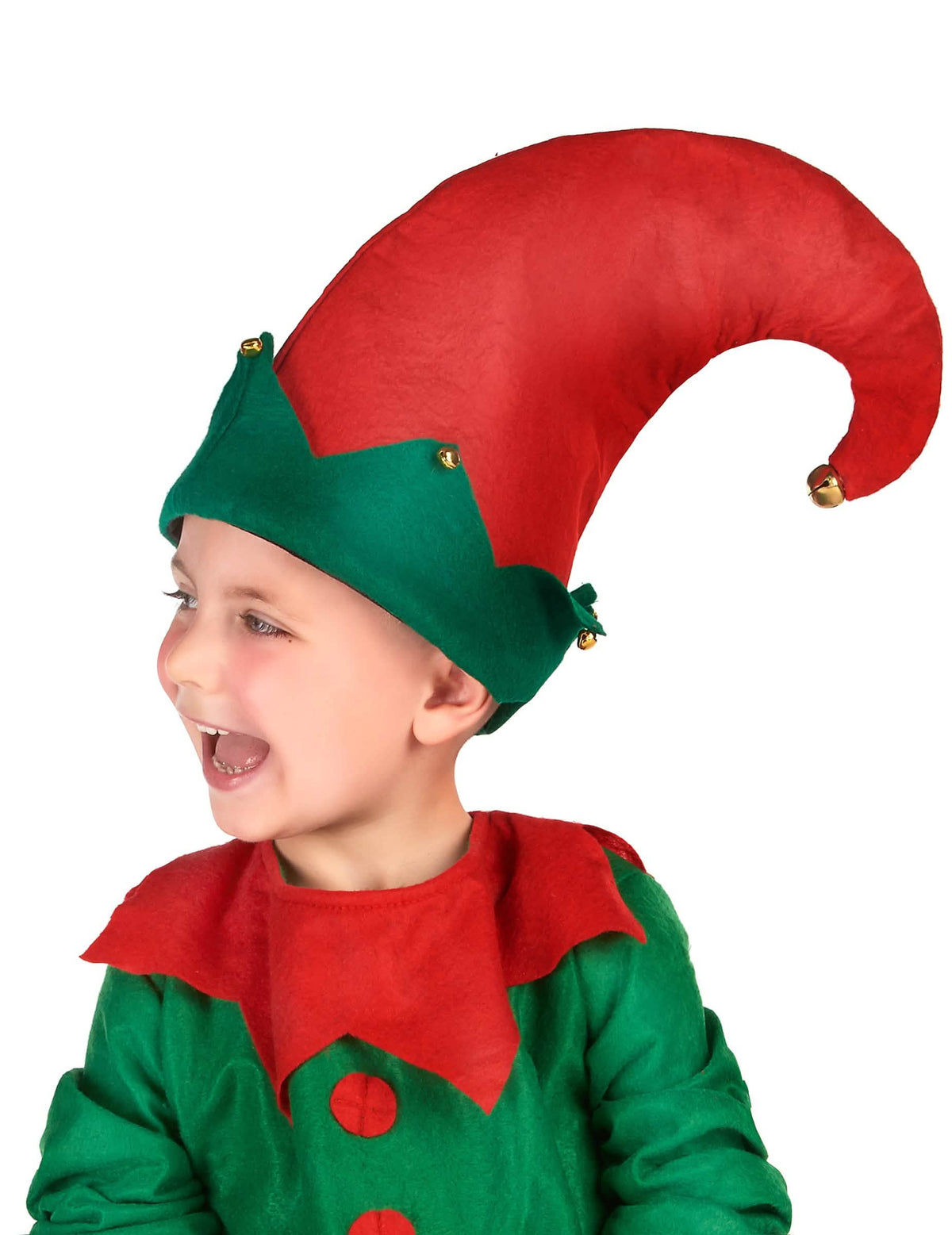 Zwergmütze mit Glöckchen für Kinder Rot und Grün