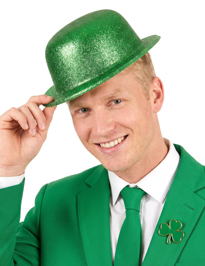 Chapeau melon vert pailleté adulte Saint Patrick
