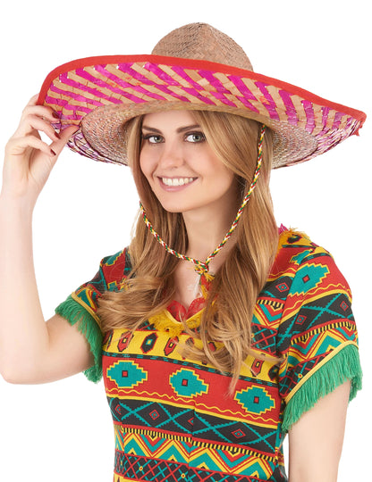 Vue de face porté du chapeau mexicain pour adulte