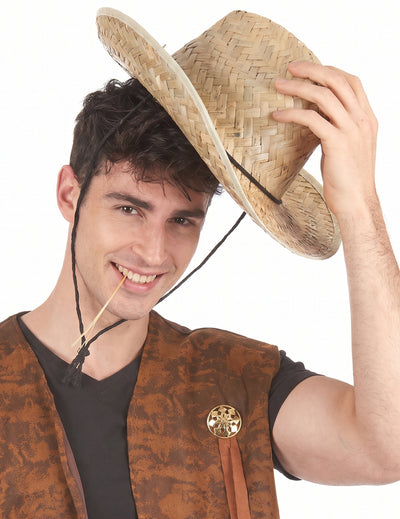 Strohhut Western für Erwachsene beige