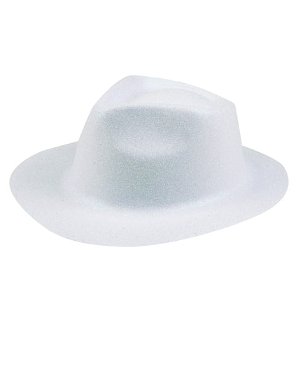 Vue de profil du chapeau pailleté pour adulte blanc