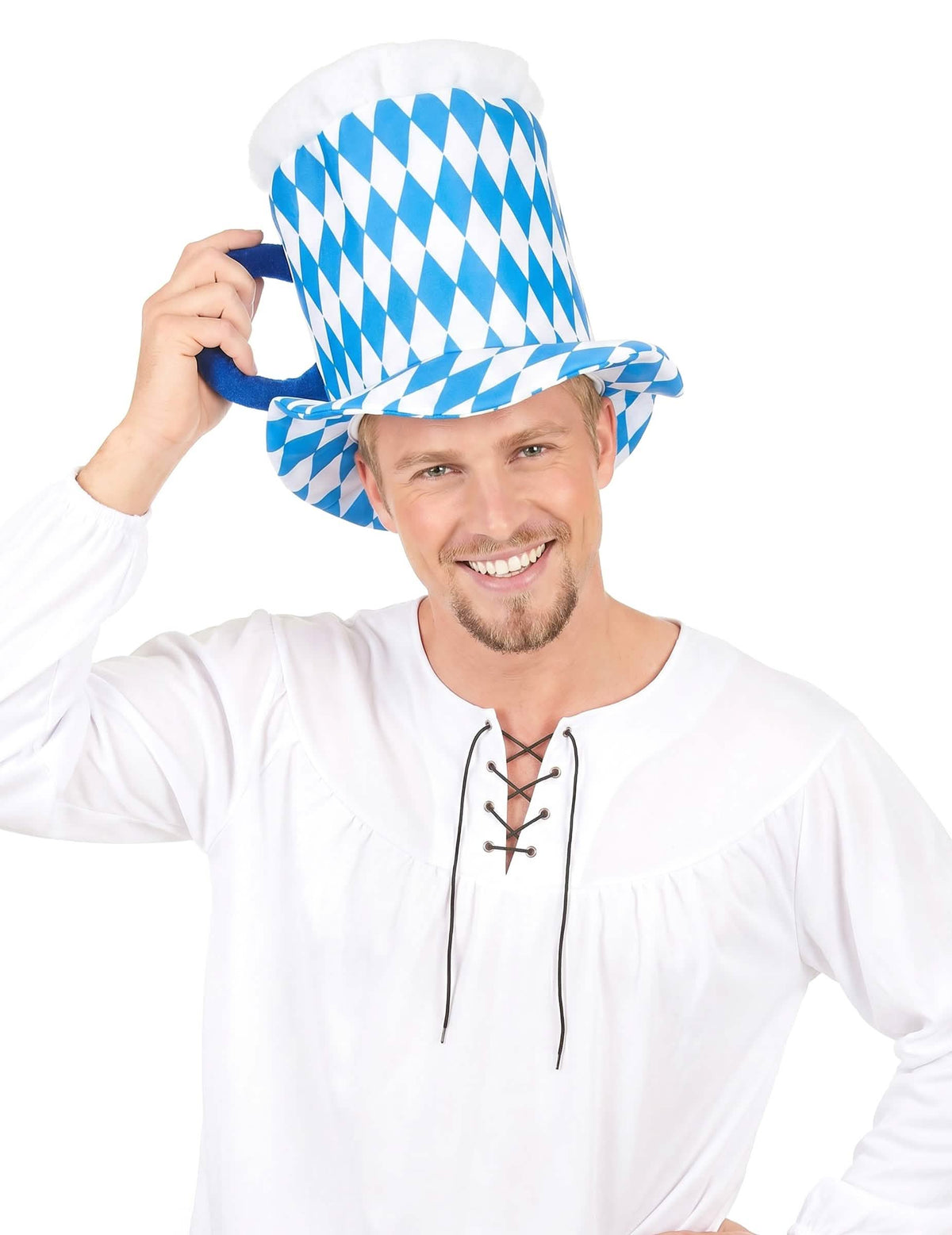Maßkrughut weiß blau für Erwachsene
