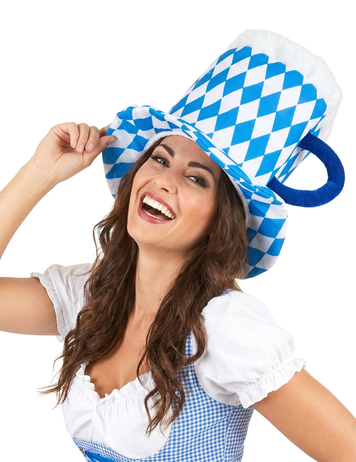 Maßkrughut weiß blau für Erwachsene