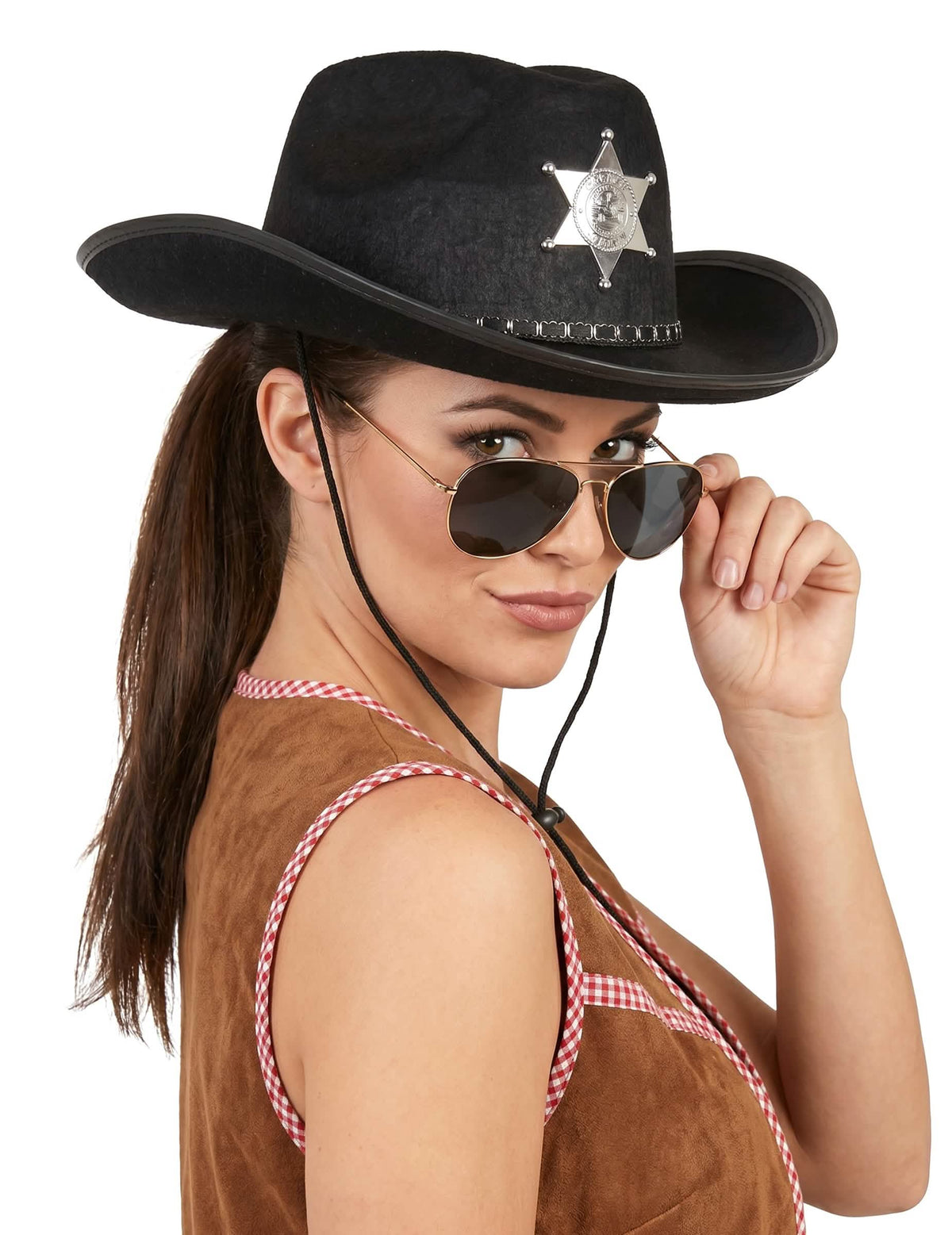 Cowboy-Hut Sheriff für Erwachsene schwarz