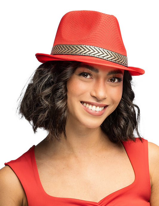 Roter Borsalino-Hut im Disco (70er)-Stil für Erwachsene