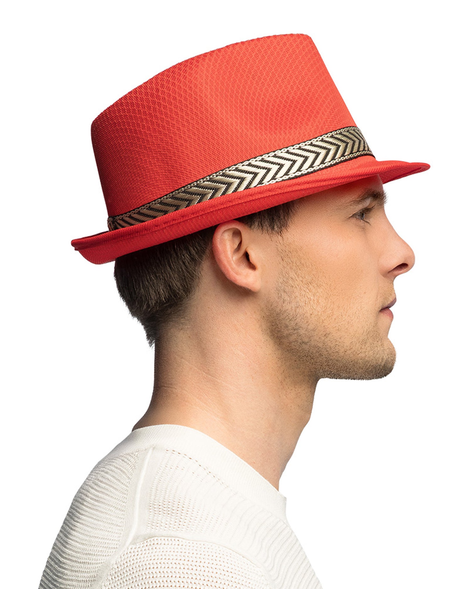 Roter Borsalino-Hut im Disco (70er)-Stil für Erwachsene