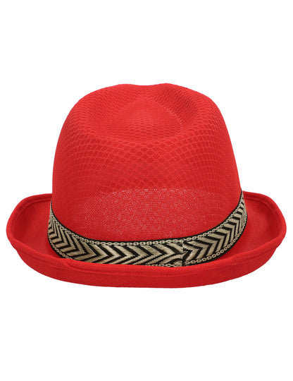 Roter Borsalino-Hut im Disco (70er)-Stil für Erwachsene