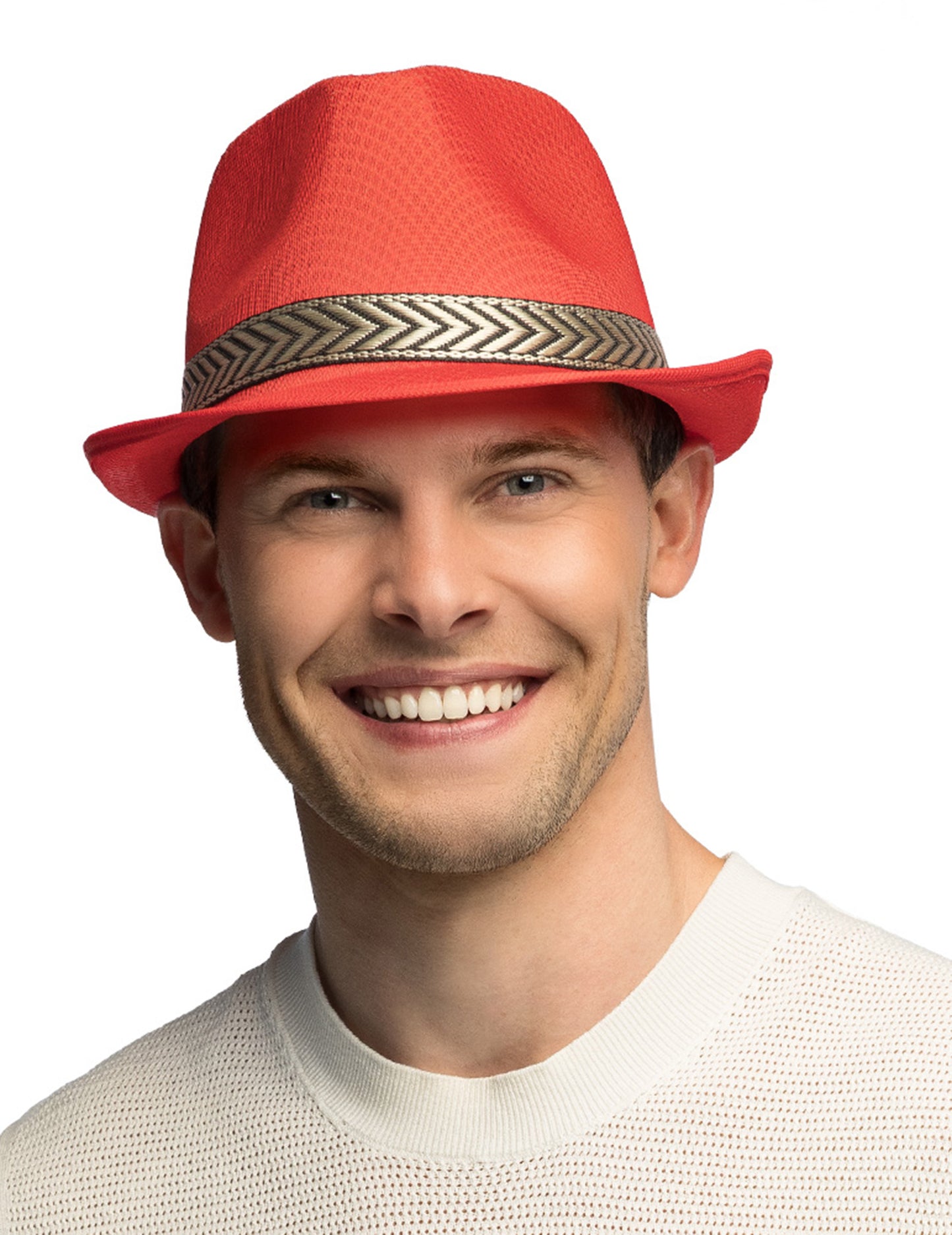 Roter Borsalino-Hut im Disco (70er)-Stil für Erwachsene