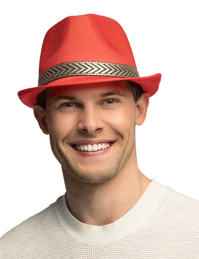 Roter Borsalino-Hut im Disco (70er)-Stil für Erwachsene