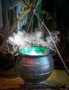 Chaudron de sorcière avec brumisateur pour décoration noir et vert