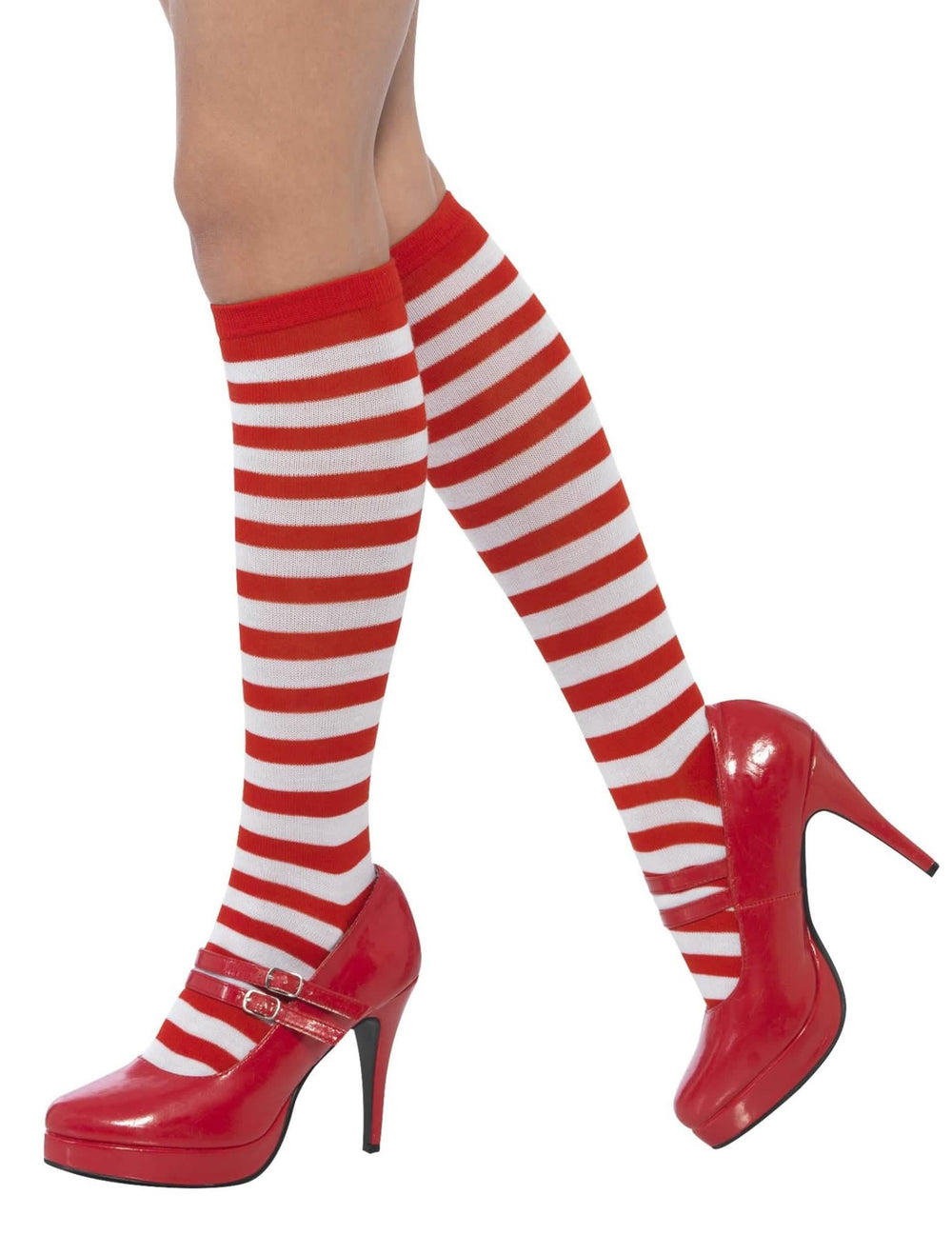 Seitenansicht mit High Heels der gestreiften Socken für Erwachsene