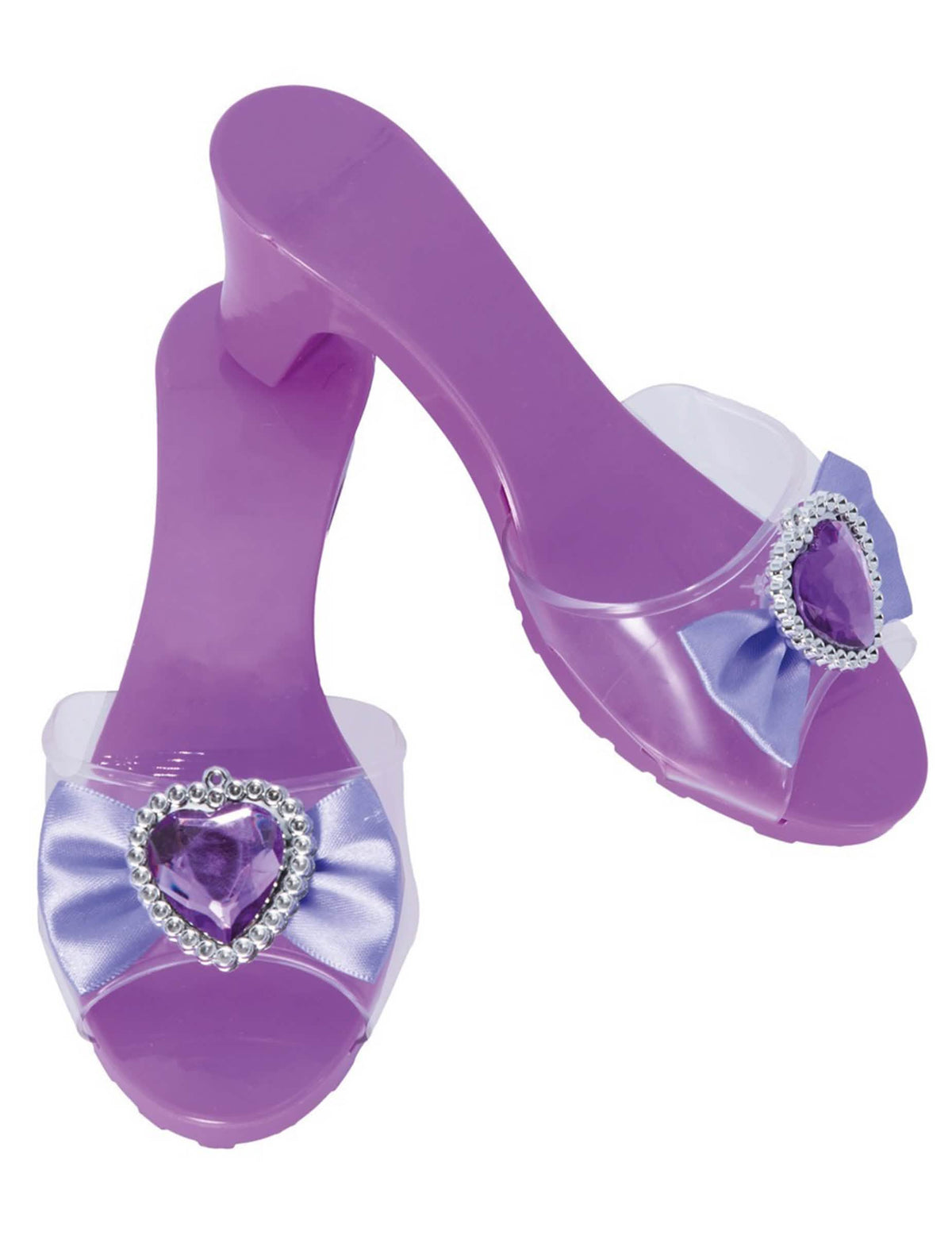 Chaussures de princesse pour enfant violettes avec nœuds et cœurs brillants