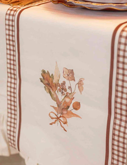 Tischläufer Herbststrauß Creme & Auburn Textil 28 cm x 3 m