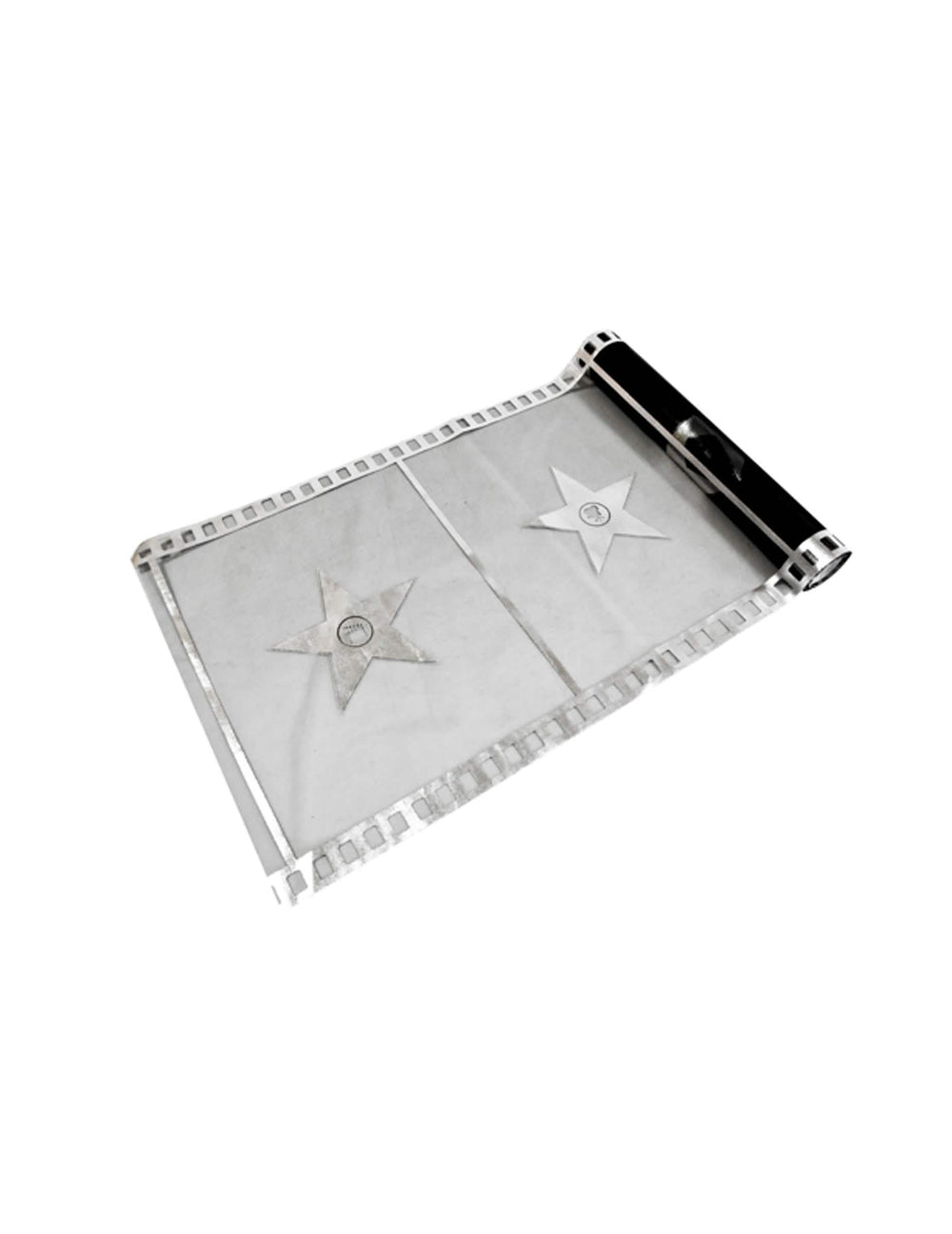 Chemin de table organza cinéma pour fête noir à motifs pellicule et étoiles