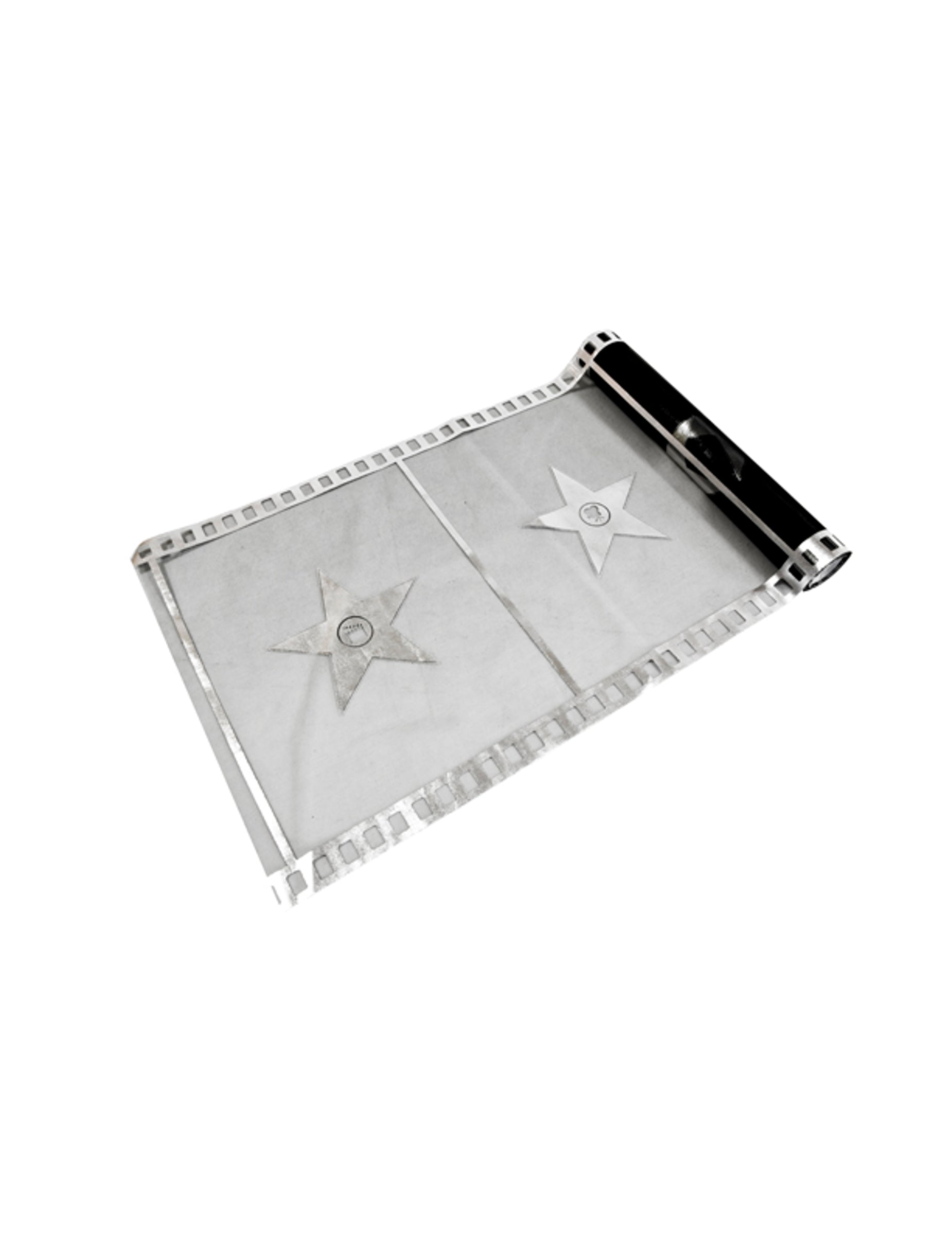Chemin de table organza cinéma pour fête noir à motifs pellicule et étoiles