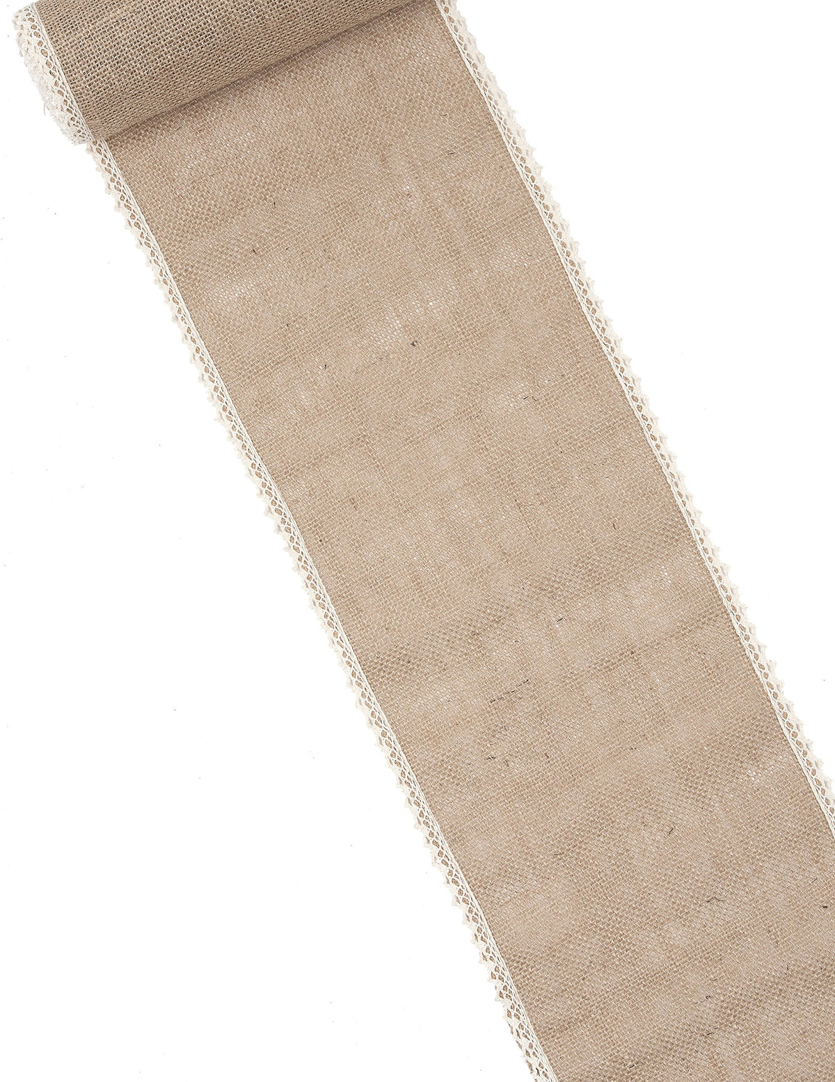 Chemin de table en jute naturelle et dentelle pour décoration marron et blanc