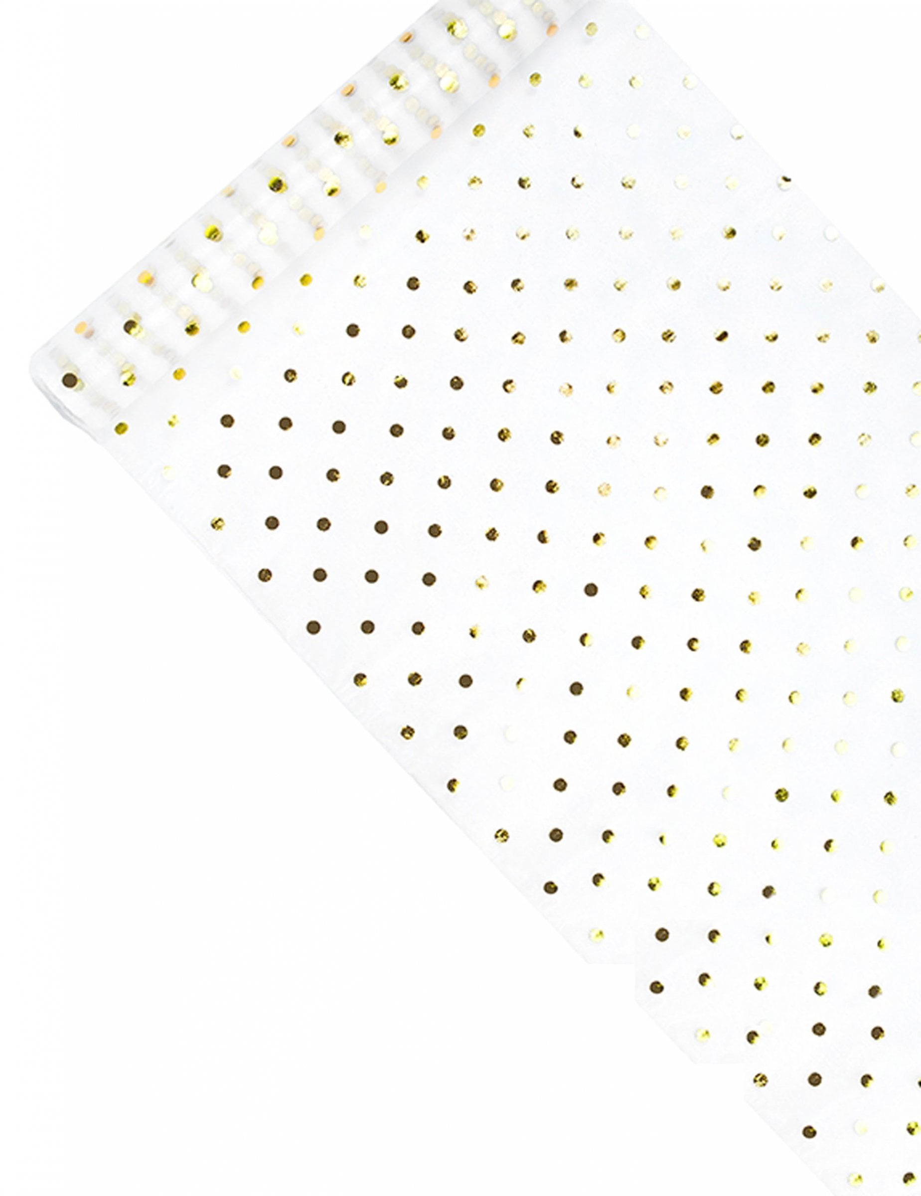 Mise en situation du chemin de table pois doré métallisé pour décoration de table organza blanc
