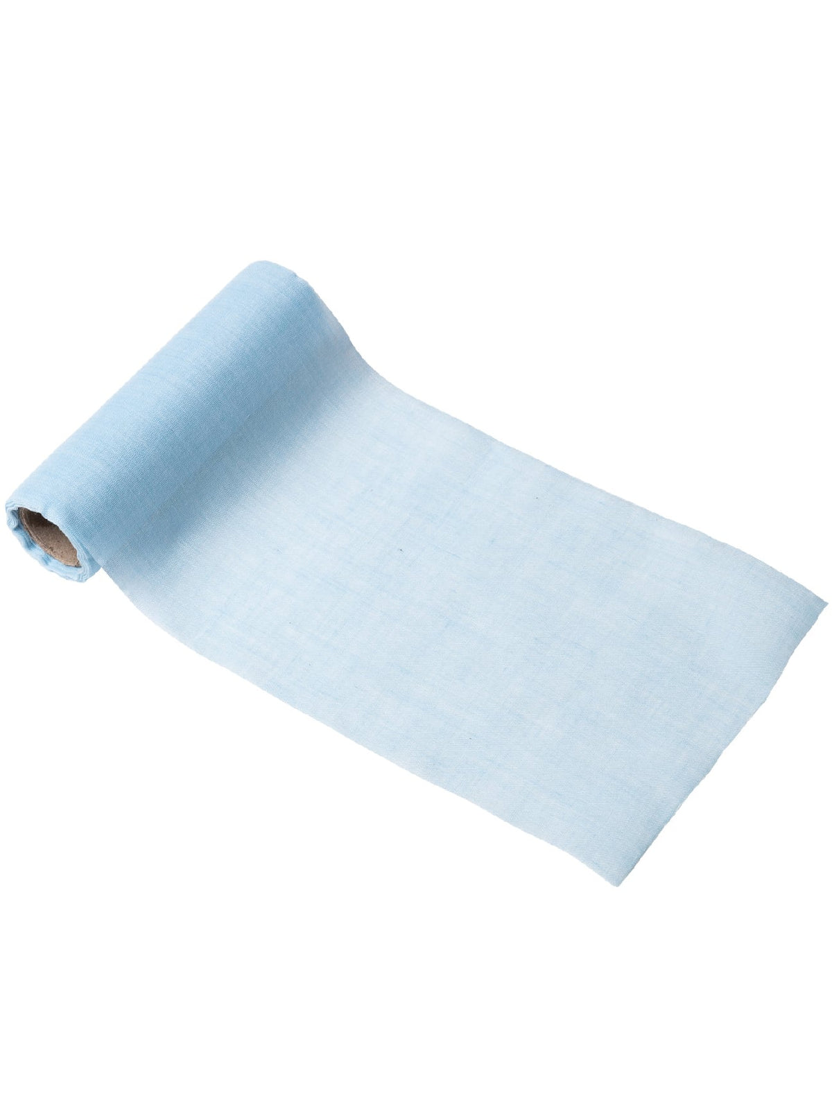 Chemin de table mousseline pour baptême bleu ciel