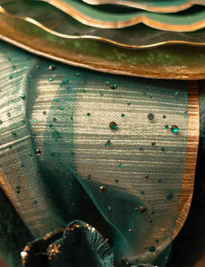 Tischläufer mit Strass, dunkelgrün, 28 cm x 3 m