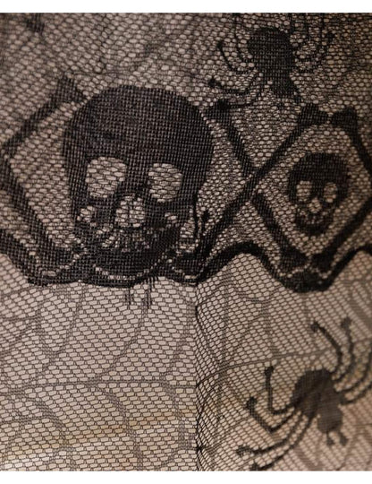 Schwarzer Spitzen-Tischläufer Totenkopf-Design 28 cm x 3 m